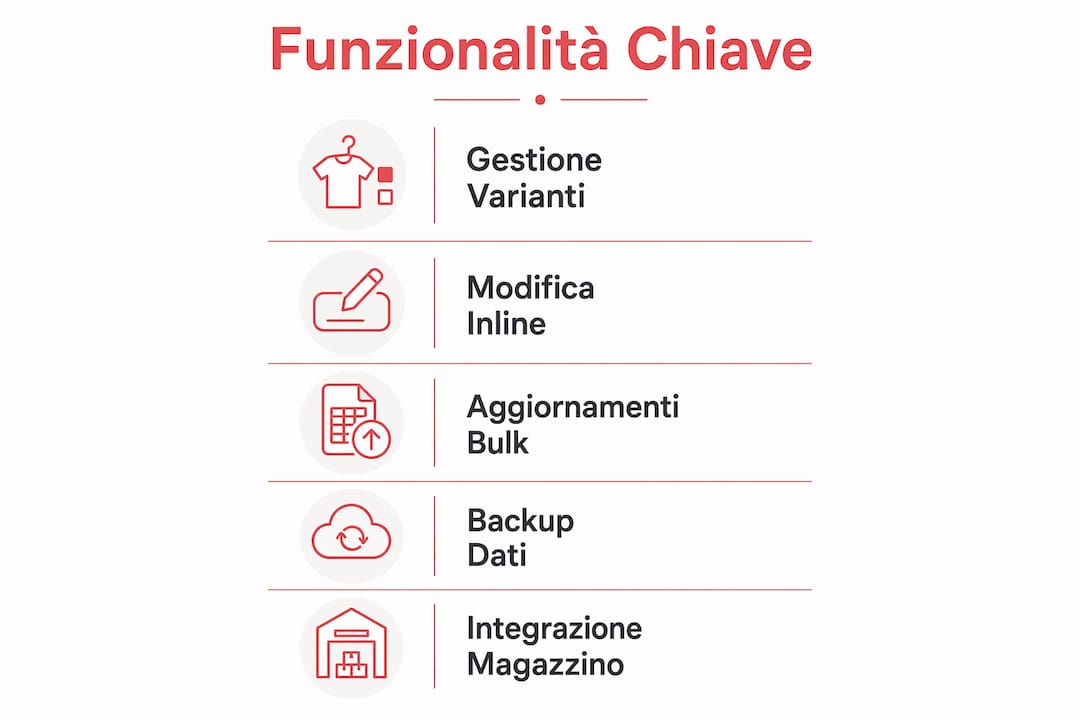 Panoramica grafica delle principali funzioni del gestionale per i menu