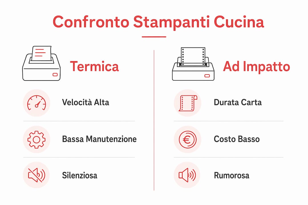 Infografica: confronto tra stampanti termiche e stampanti a impatto