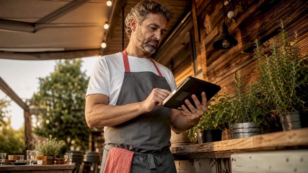 In cucina, lo chef gestisce gli ordini direttamente da un display touch KDS.