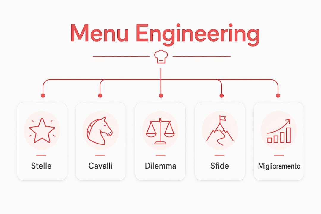 Infografica sulle categorie e analisi dei dati per l’engineering del menu