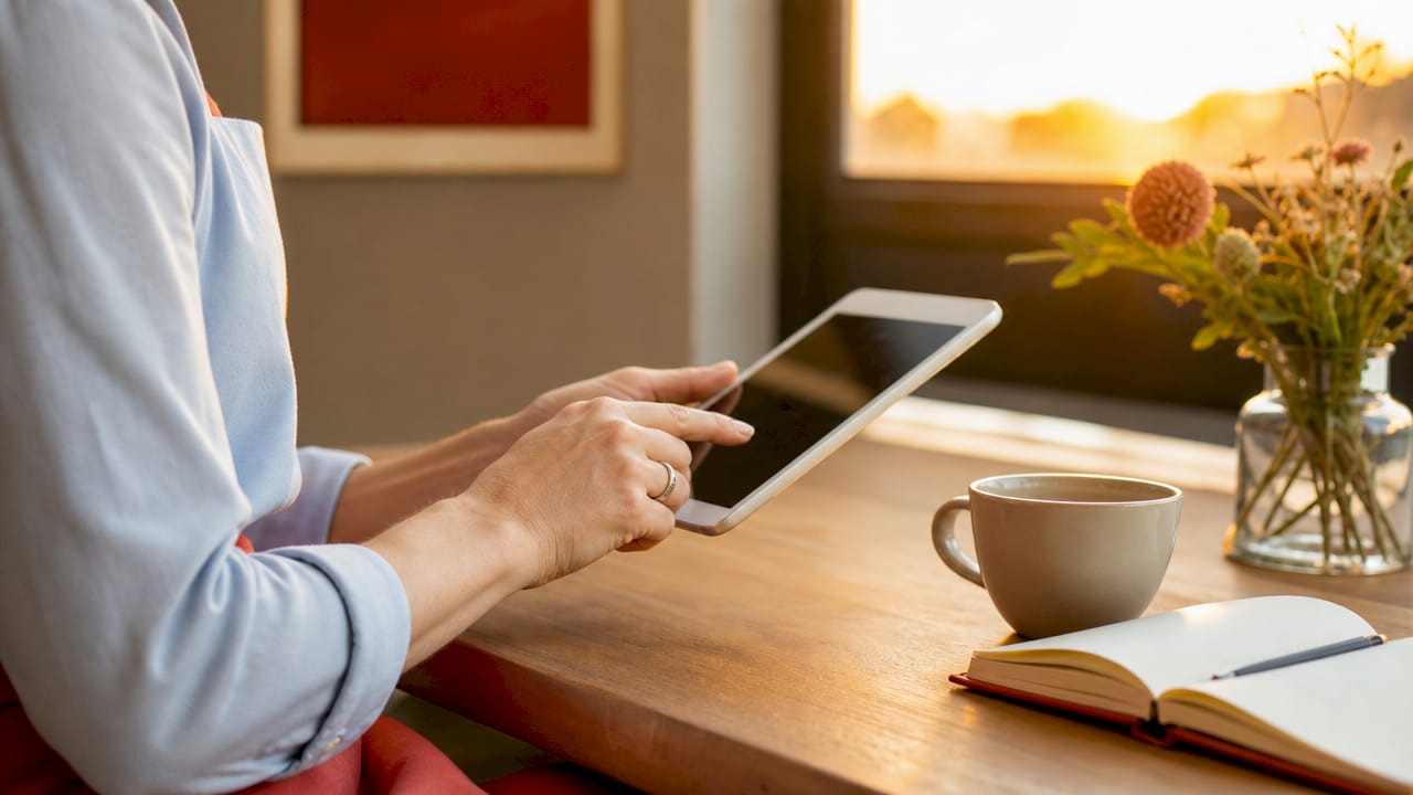 Dettaglio delle mani che gestiscono gli ordini direttamente su tablet.