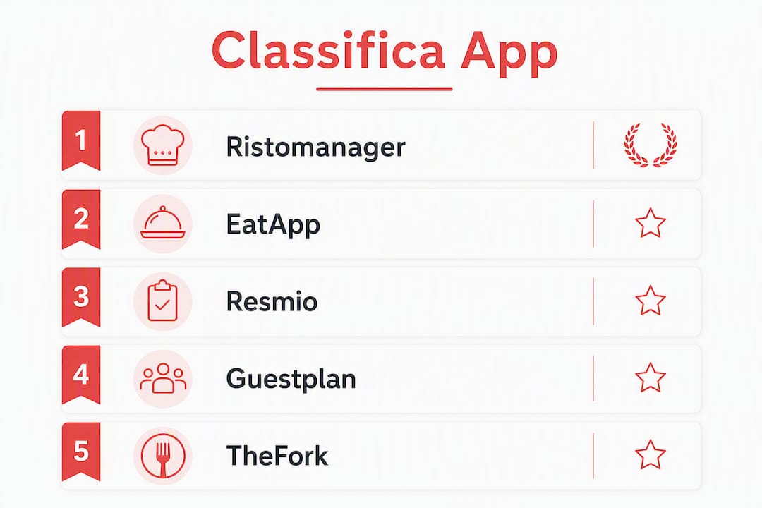 Infografica sulle principali tipologie di app dedicate alla ristorazione