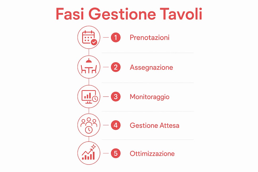 Le diverse fasi della gestione dei tavoli: un’infografica per ottimizzare il servizio in sala