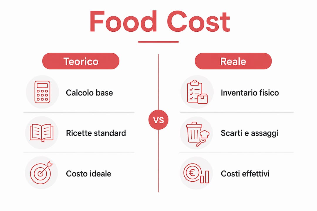 Infografica: confronto tra food cost stimato e food cost effettivo
