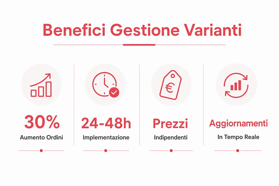 Infografica con dati e numeri sui vantaggi della gestione efficace delle varianti